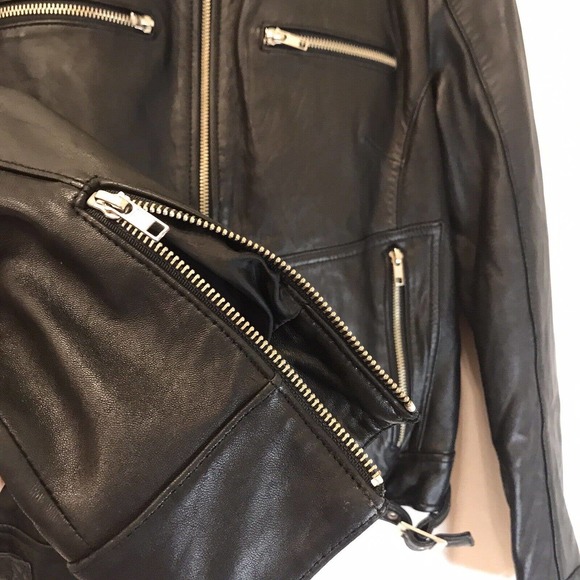Women’s Genuine Leather Moto Jacket Medium, Black, by Mossimo - Picture 5 of 16